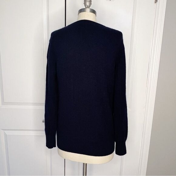 Naadam Fancy Cashmere V-Neck Sweater Size Medium Navy Blue - Picture 8 of 10